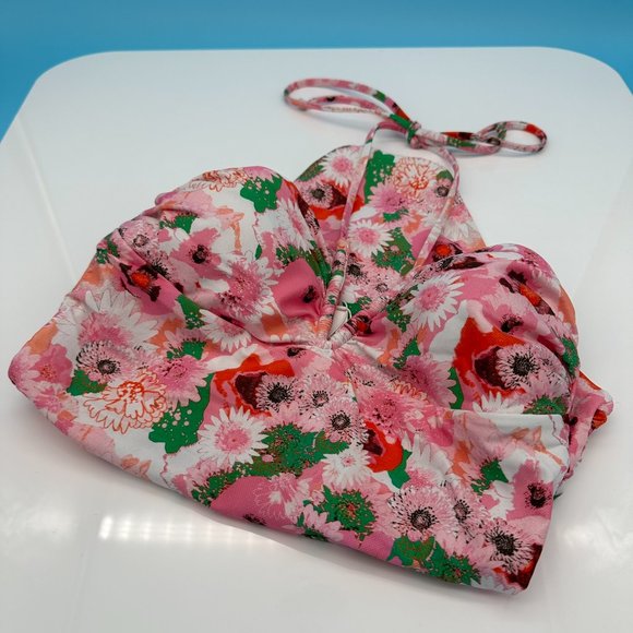 GANNI Recycled‎ Floral Printed V-String One Piece Swimsuit, Size 36, Sugar Plum - Picture 6 of 12